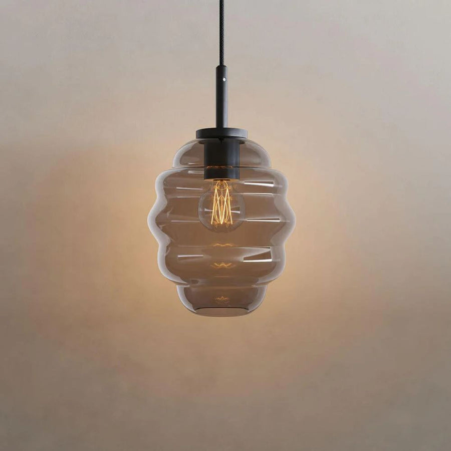 Suspension grappe Echos 7 lumières, verres Ø 18 cm