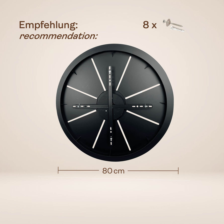 Suspension grande hauteur Echos 8 lumières, rosace Ø 80 cm, verres Ø 25 cm