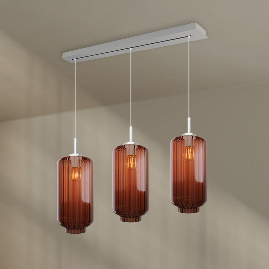 Suspension de table Velo 3 lumières, longueur 120 cm, verres Ø 18 cm