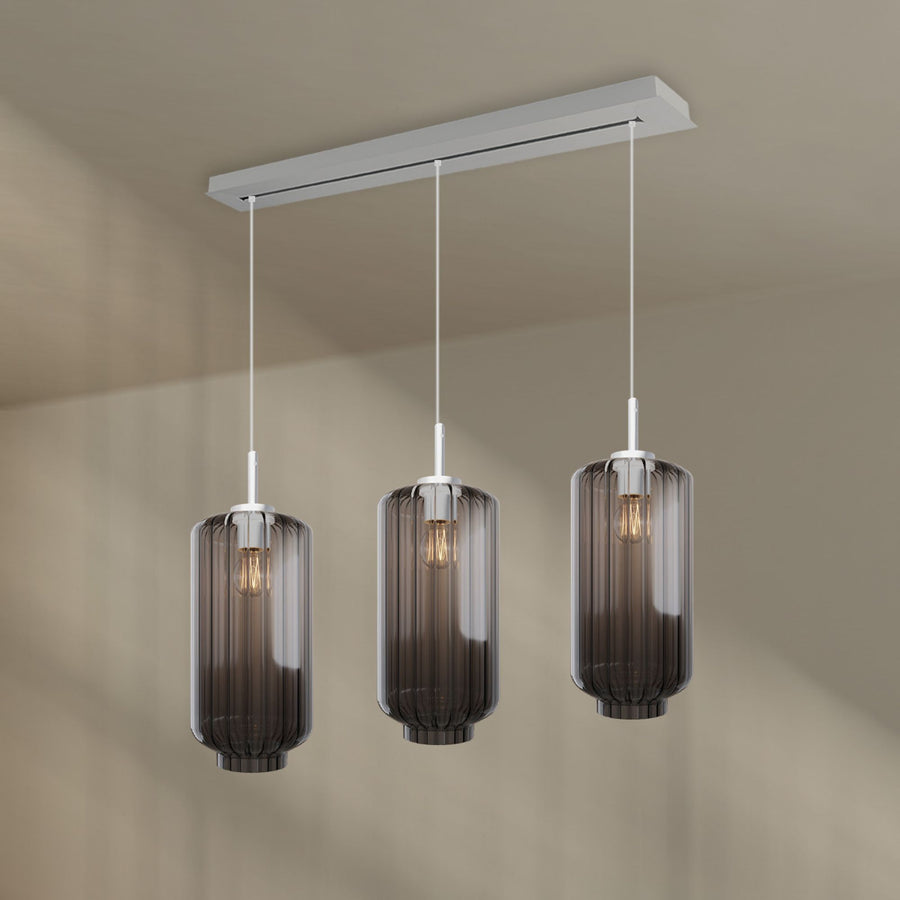 Suspension de table Velo 3 lumières, longueur 120 cm, verres Ø 18 cm