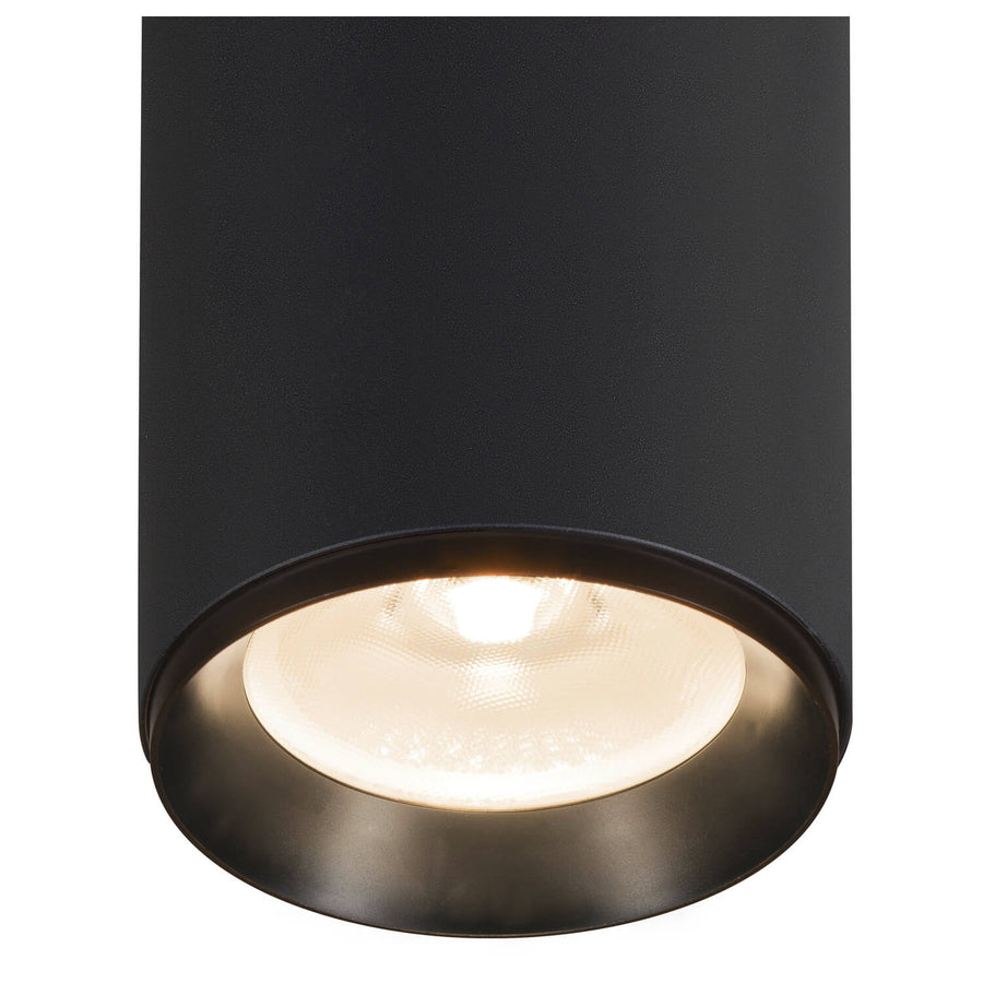 Détail du diffuseur LED allumé sous le cylindre noir