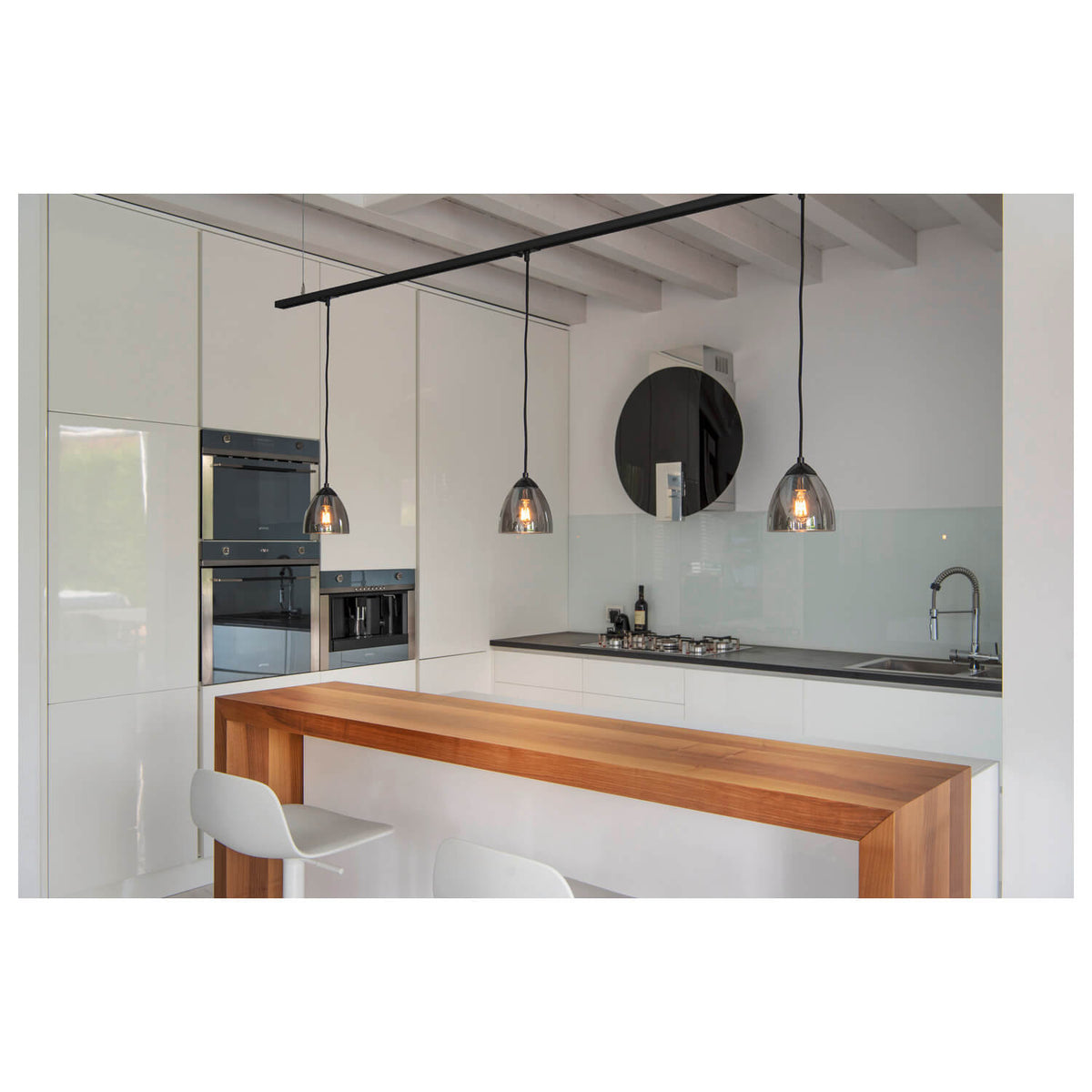 Suspension Para Cone noire et transparente, verre