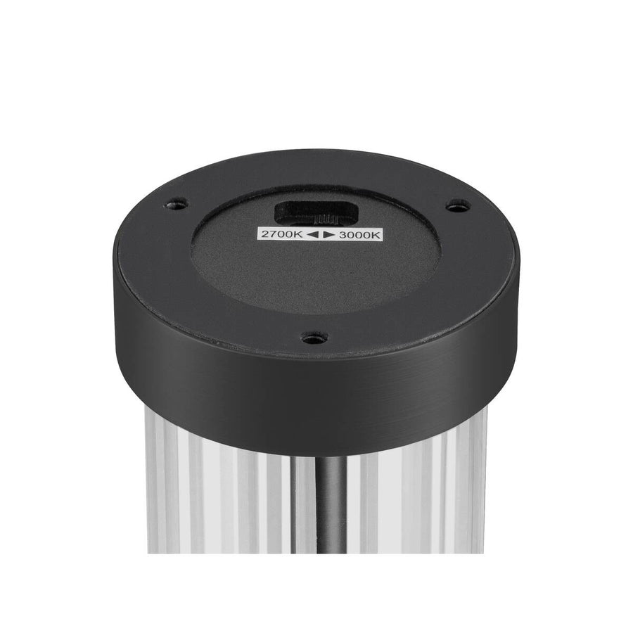 Détail du dessus sombre avec sélecteur de température de couleur 2700K/3000K.