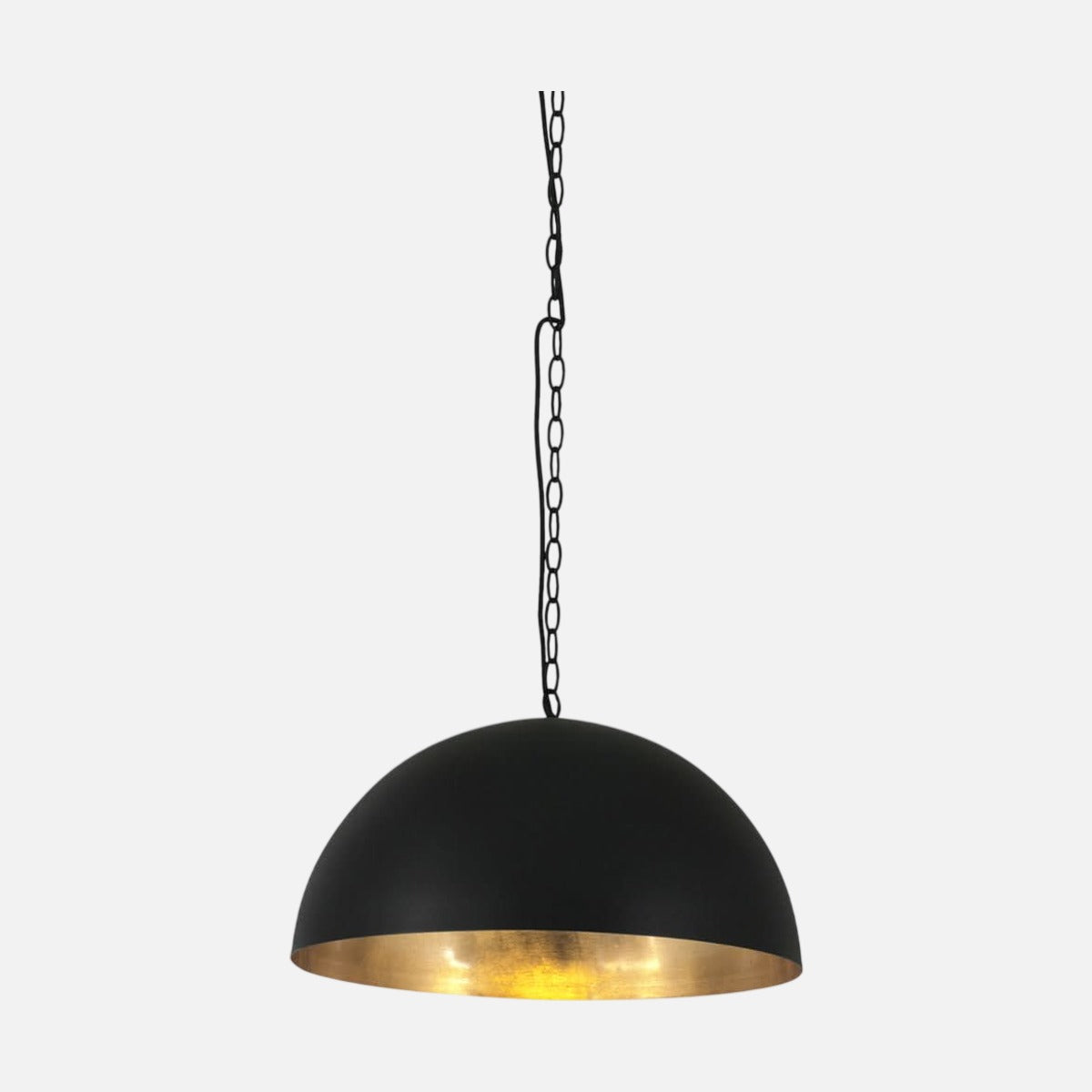 Suspension noire et dorée dôme Ø 50 cm intérieur feuille d'or, chaîne réglable | Solae - Designix
