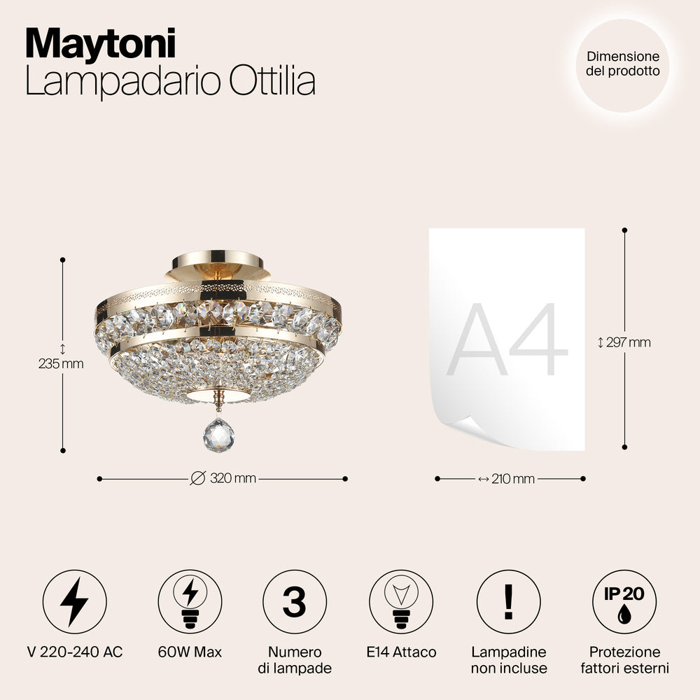 Schéma technique coté indiquant diamètre 320 mm et hauteur 235 mm
