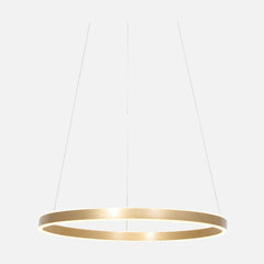 Gold LED ring pendant light with dimmer, dining room | Ringlux