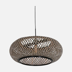 Bamboo & black wood pendant light Ø 60 cm, dining room | Maze