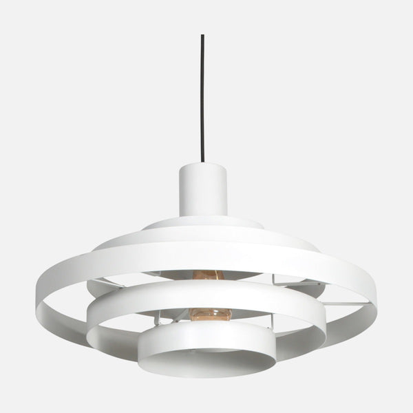 White designer pendant light with 5 metal rings, gold interior Ø 50 cm | Halo Cirque