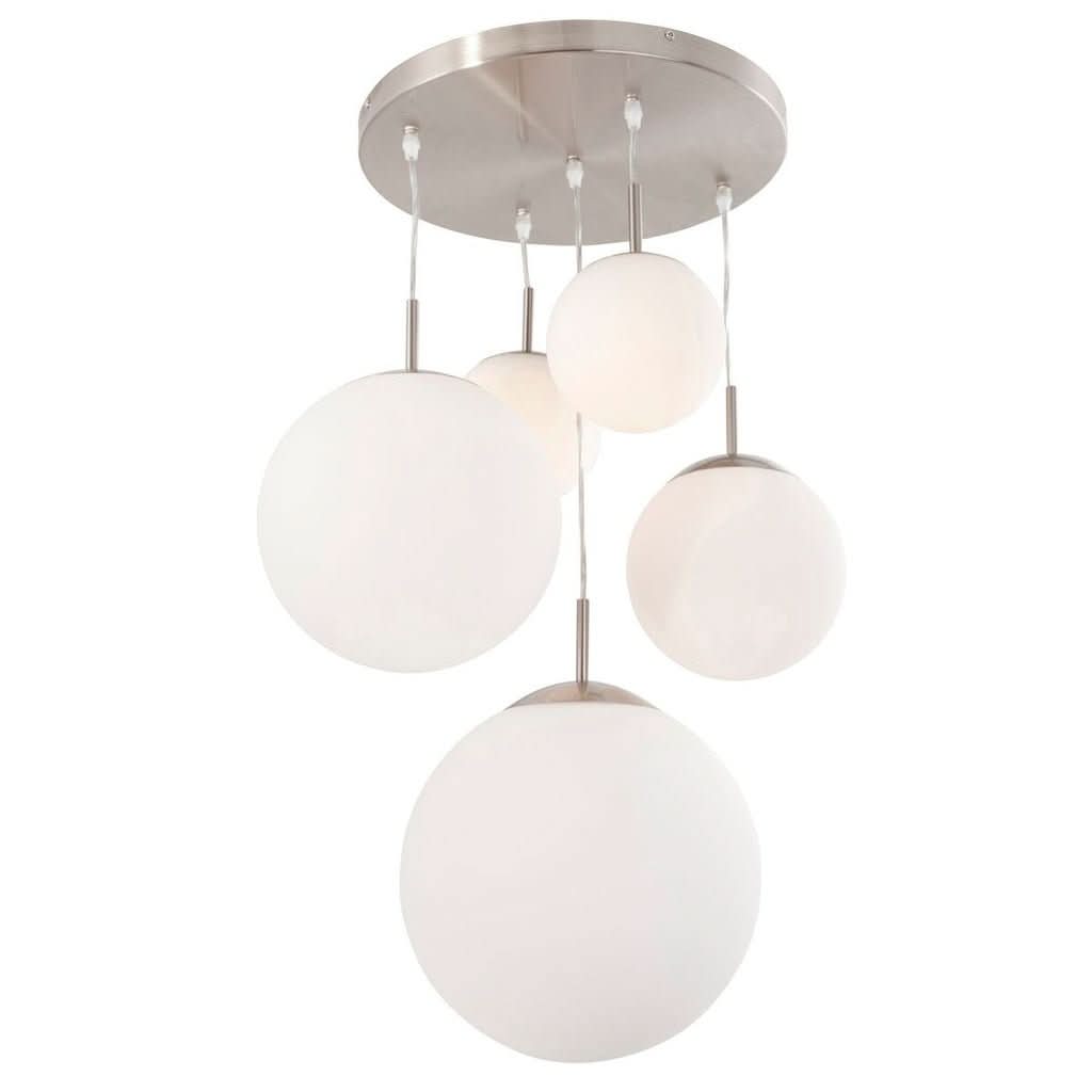 Suspension Design Acier Globes Blancs | Hory - Designix Suspension Luminaire