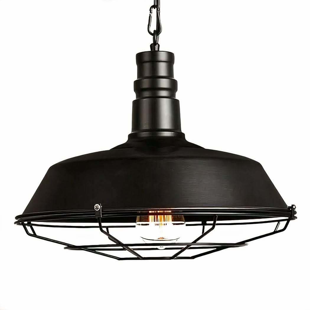 Suspension industrielle abat-jour rétro en fer noir | Designix - - https://designix.fr