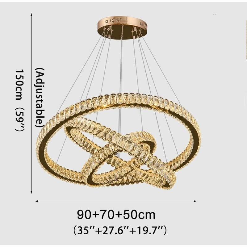 Suspension LED Anneaux | Éclat Lumineux - Designix Suspension luminaire Diamètre 60x40cm Non Argent | Blanc Chaud 3000K