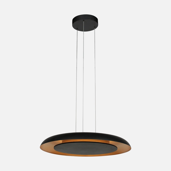 Adjustable matte black dining room LED pendant light with gold interior | Veil
