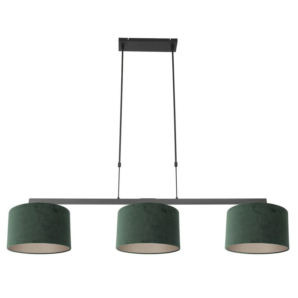 Suspension Noir Abat - jour Velours Vert | Lira - Designix Suspension Luminaire