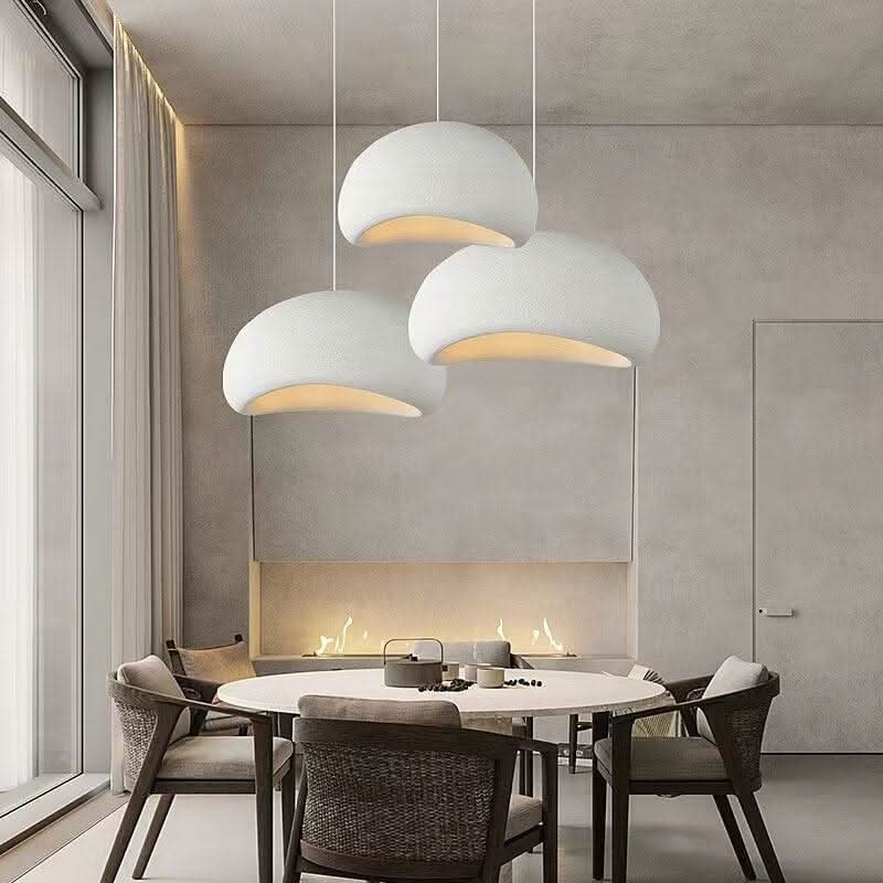 Suspension Nordique Design | Éclipse Radieuse - Designix Suspension luminaire Blanc | Ovale 30cm