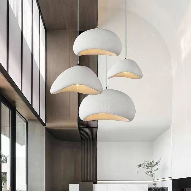 Suspension Nordique Design | Éclipse Radieuse - Designix Suspension luminaire Blanc | Ovale 30cm