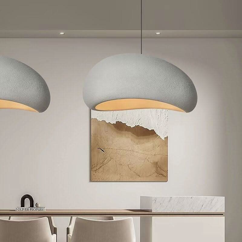 Suspension Nordique Design | Éclipse Radieuse - Designix Suspension luminaire Blanc | Ovale 30cm
