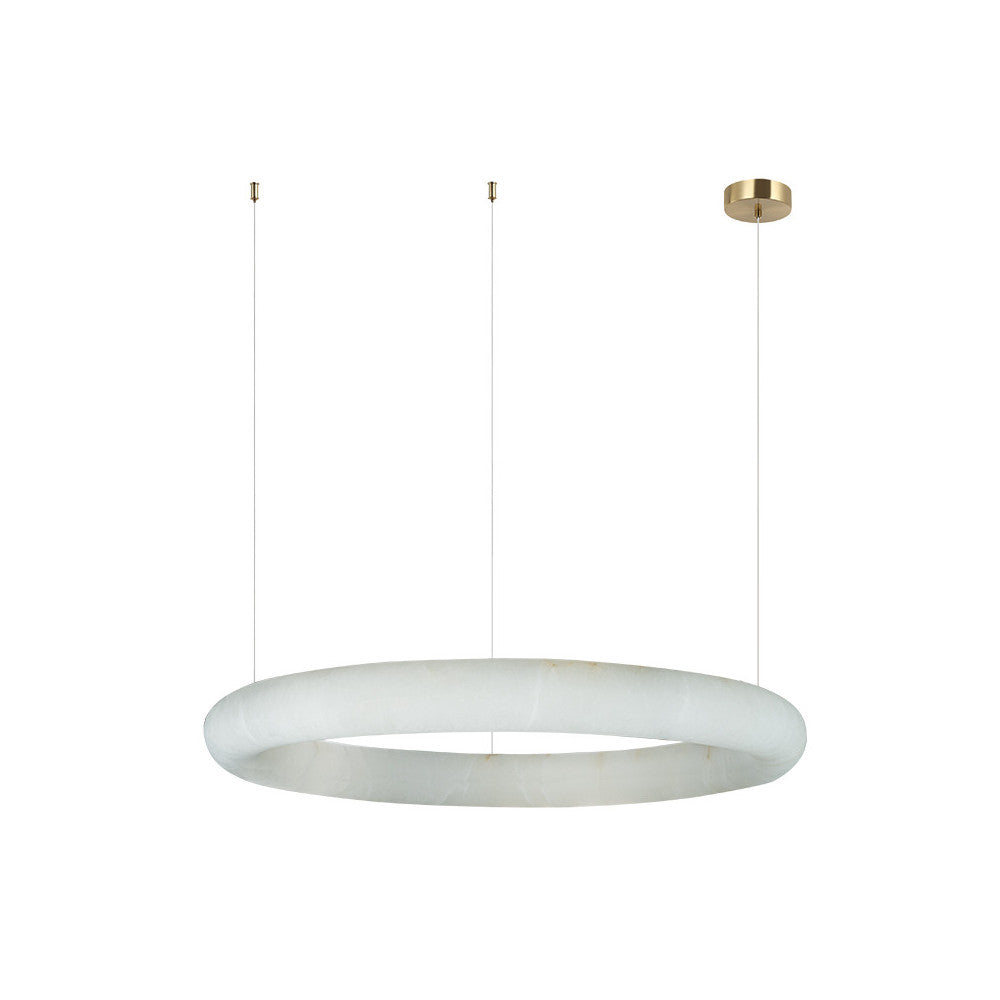 Suspension ronde ZAMBELIS D64cm 45W DESIGN Albatre-Bronze