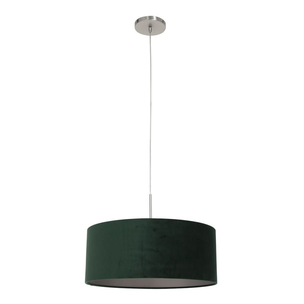 Vue complète de la suspension avec rosace plafond et câble de fixation