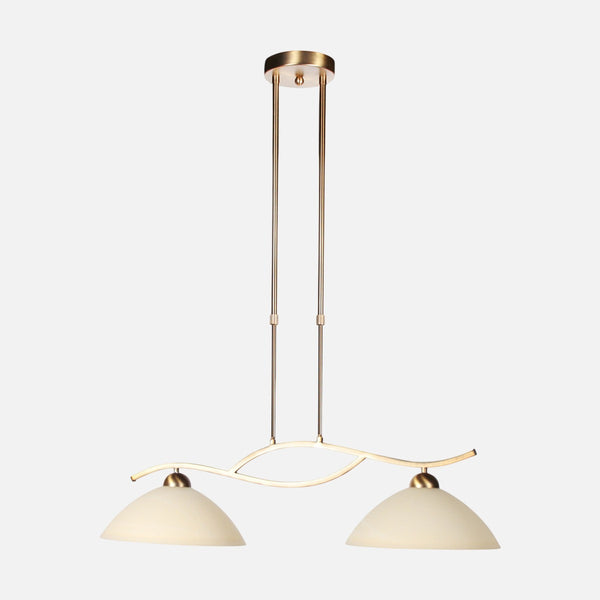 Classic amber glass pendant light, 2-light for dining room | Anthea