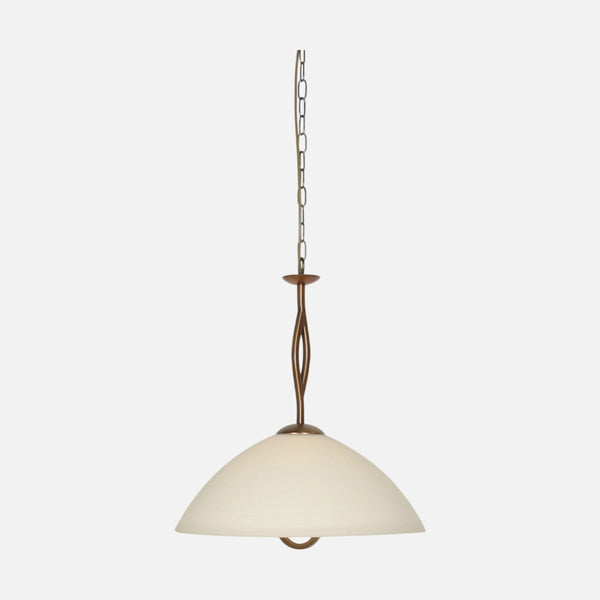 Cream marbled glass pendant light, Ø45 bronze dome lampshade, dining room | Anthéa
