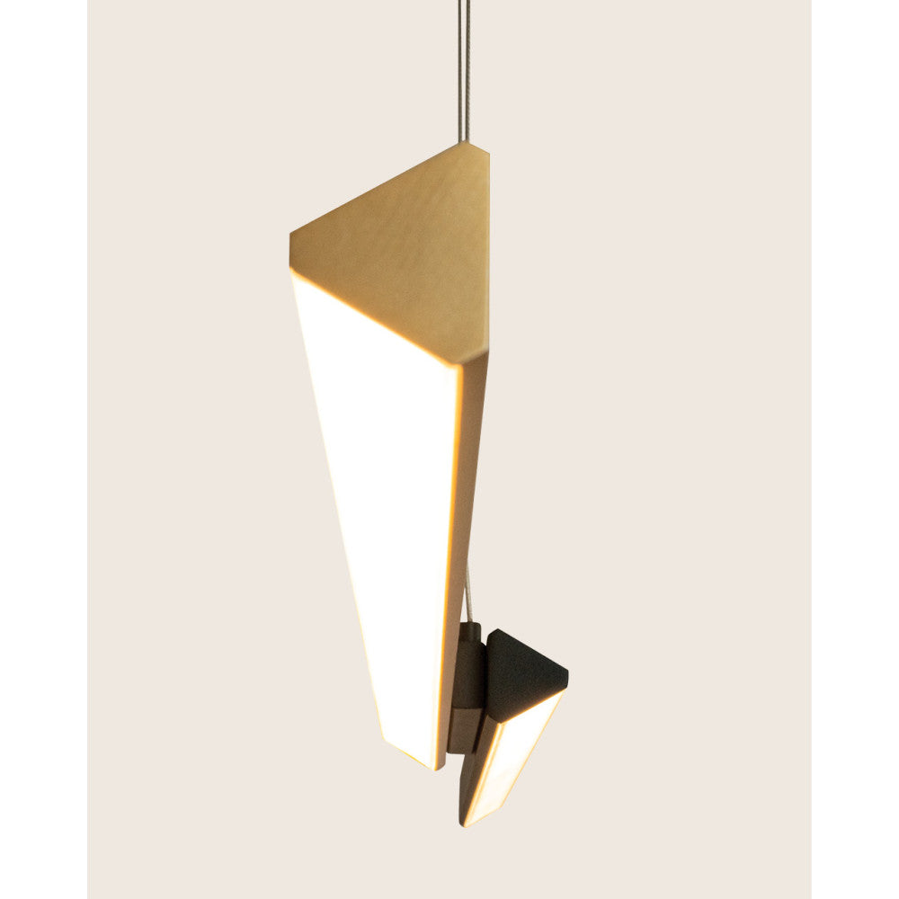 Suspension ZAMBELIS 120cm 44W Dimmable DESIGN Noir Sable et Laiton Brosse 2559