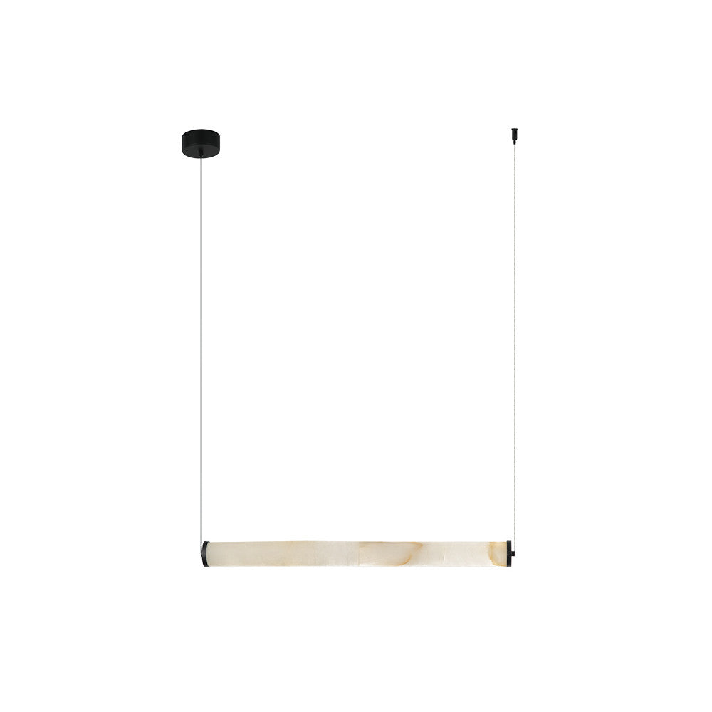 Suspension ZAMBELIS 20W Dimmable DESIGN Albatre Blanc et Noir Sable 2538