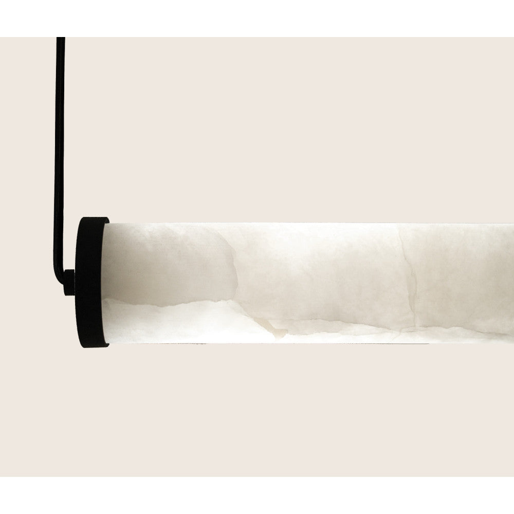 Suspension ZAMBELIS 20W Dimmable DESIGN Albatre Blanc et Noir Sable 2538