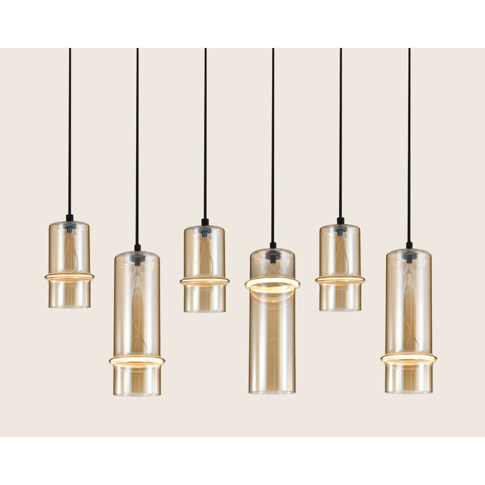 Suspension ZAMBELIS 26W Dimmable DESIGN Champagne et Noir Mat 2536