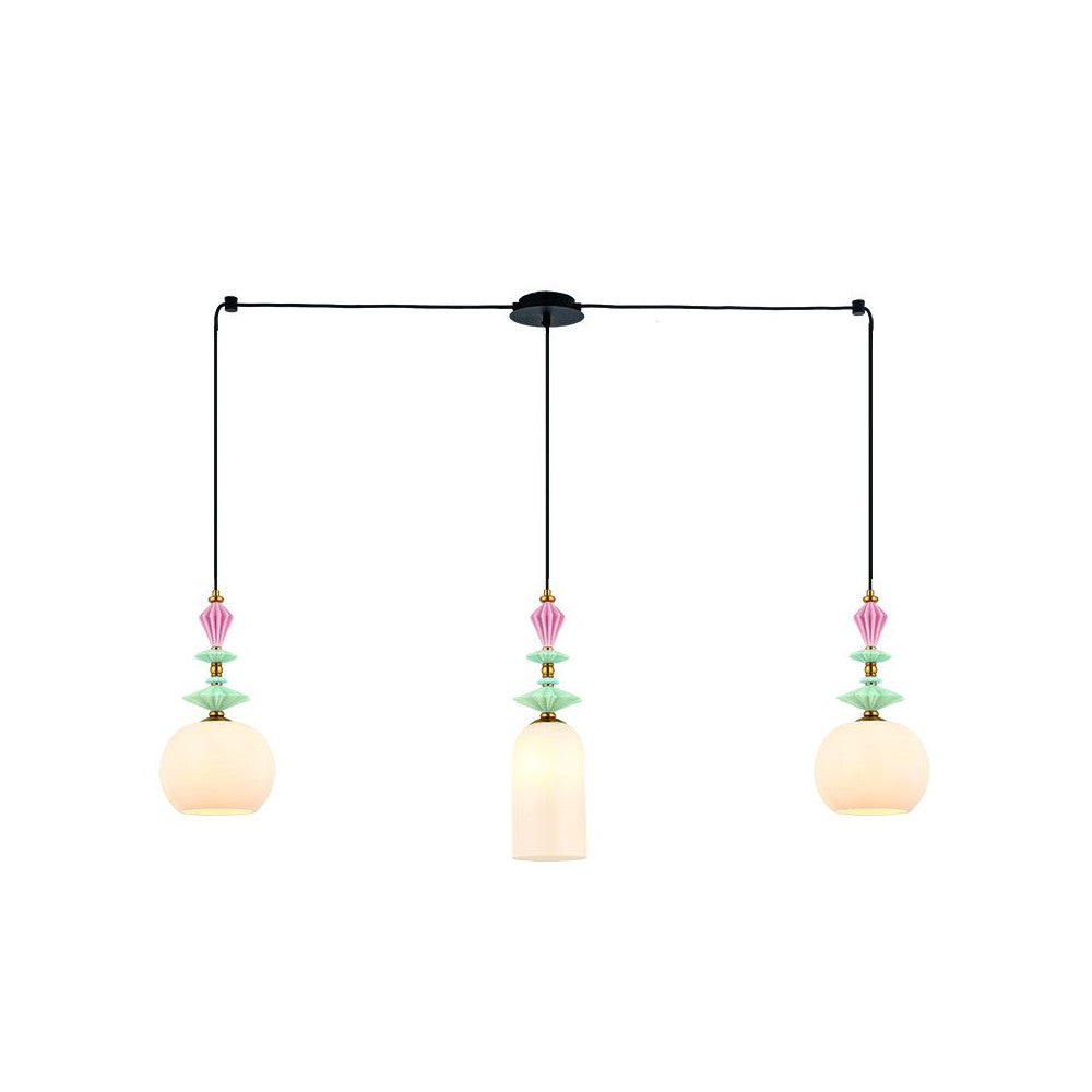 Suspension ZAMBELIS 3xE27 DESIGN Noir Sable et Laiton Sans Source 22153