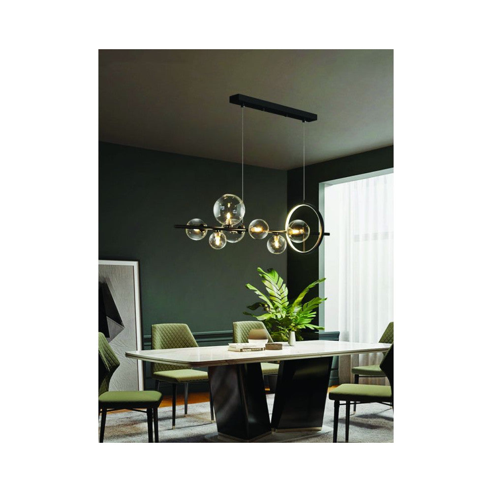 Suspension ZAMBELIS 14W + 7xG9 DESIGN Noir Sable Sans Source 22063