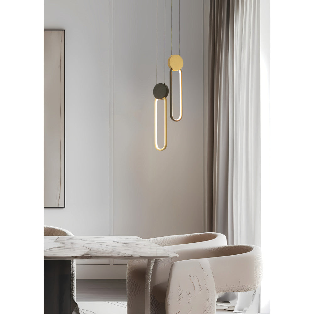 Suspension ZAMBELIS D100 13W Dimmable DESIGN Dore et Noir Mat 23100