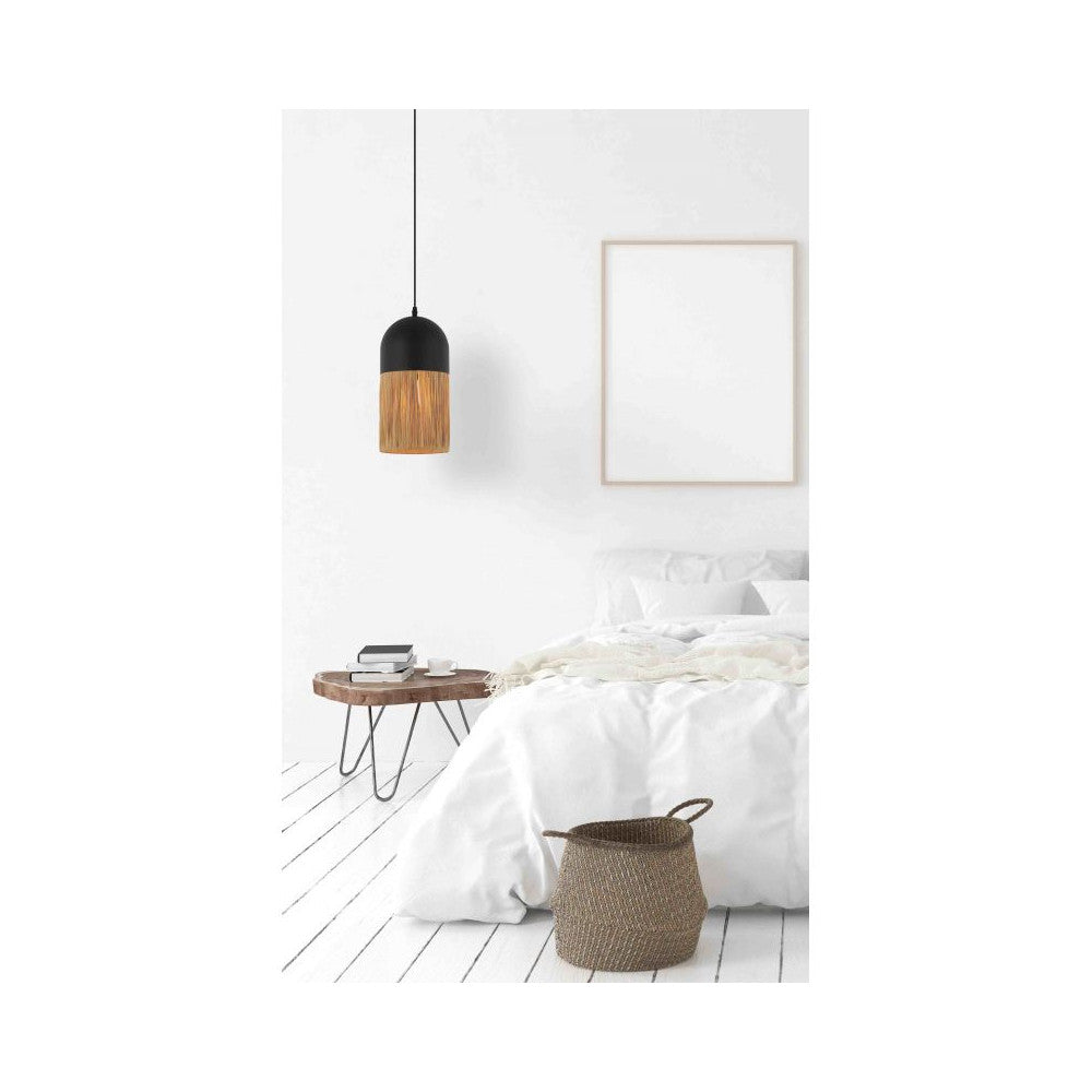 Suspension ZAMBELIS D180 E27 DESIGN Noir Mat et Papier Sans Source 23071