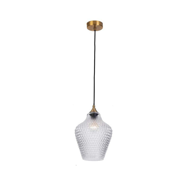Suspension ZAMBELIS D200 E27 DESIGN Verre et Laiton Sans Source 19125