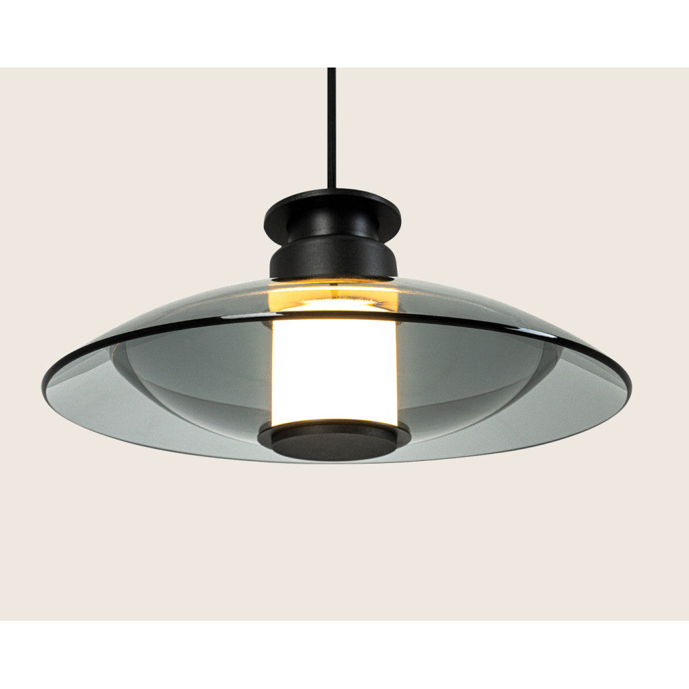 Suspension ZAMBELIS D300 10W Dimmable DESIGN Noir Sable et Verre Fume 25142