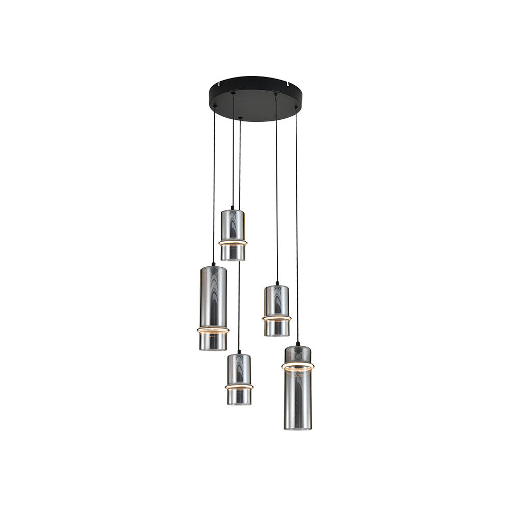 Suspension ZAMBELIS D300 20W Dimmable DESIGN Verre Fume et Noir Sable 2535