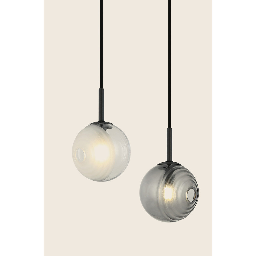 Suspension ZAMBELIS D450 5xG9 DESIGN Blanc Fume et Verre Glace Sans source 23057