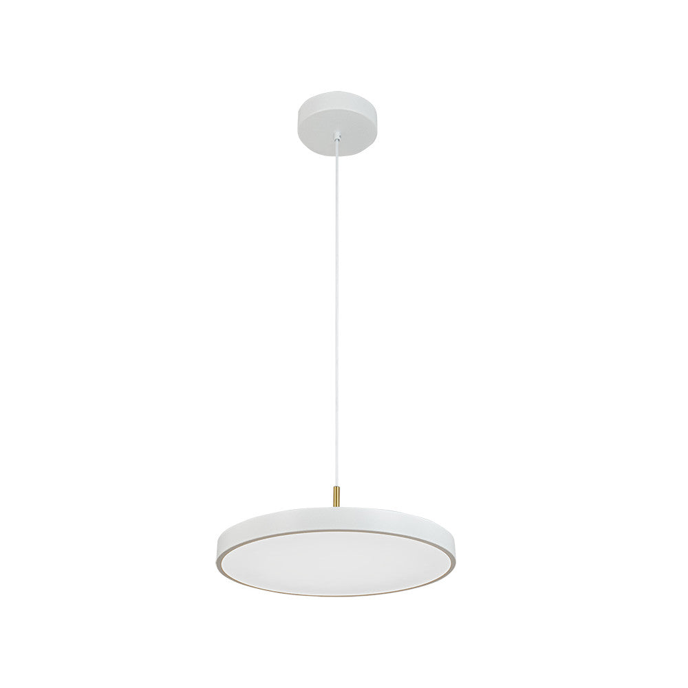 Suspension ZAMBELIS D400 17W Dimmable DESIGN Blanc Mat et Laiton Brosse 25146