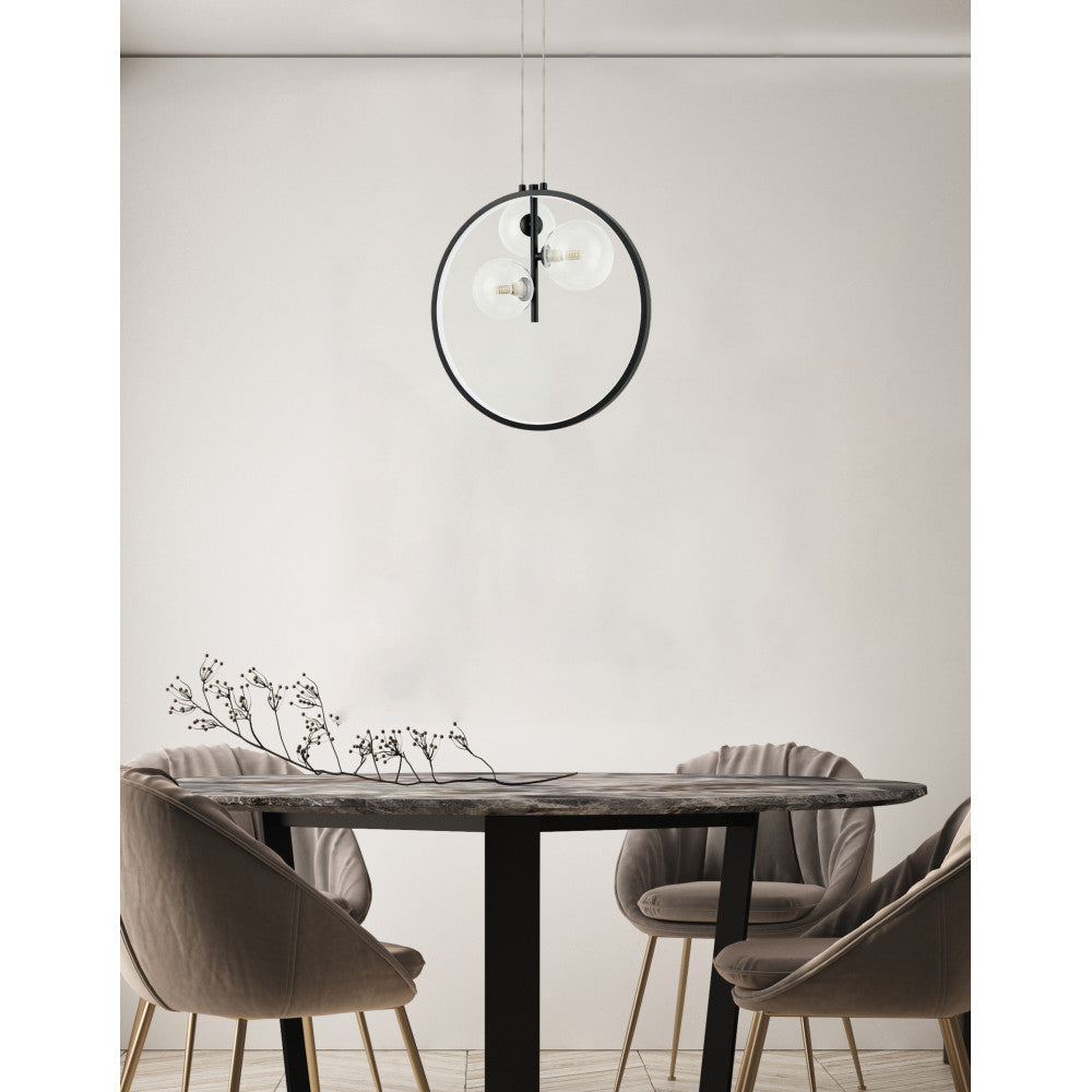 Suspension ZAMBELIS D400 20W+3xG9 DESIGN Noir Sable Sans Source 22064