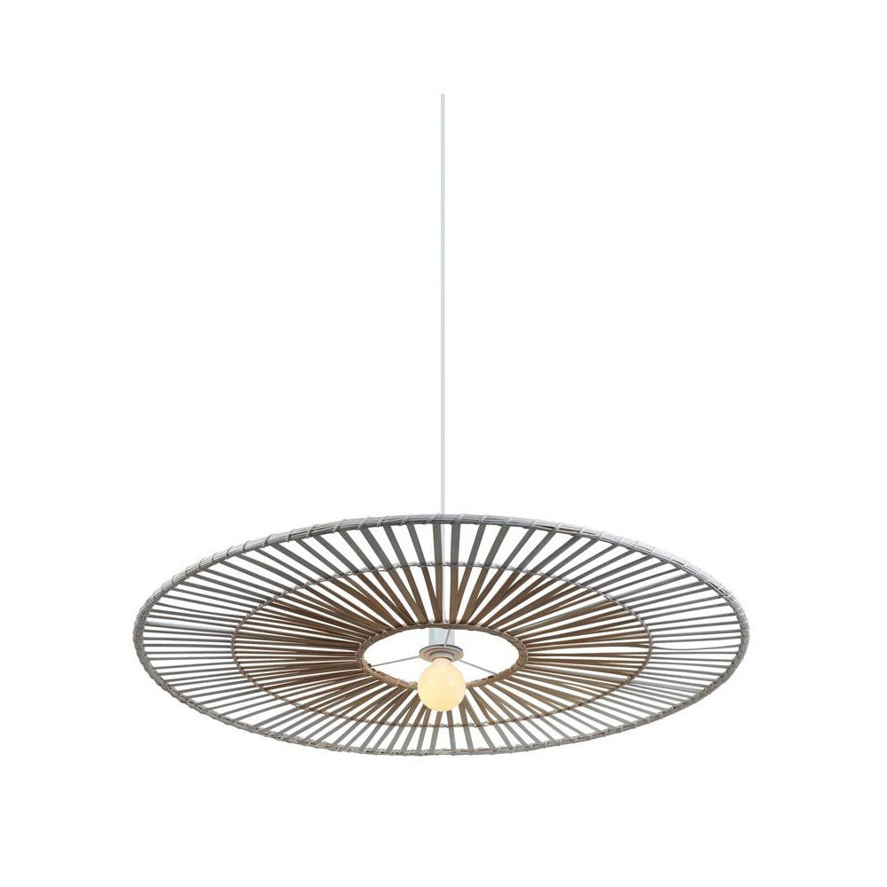 Suspension ZAMBELIS D400 E27 DESIGN Blanc et Bambou Sans Source 19107