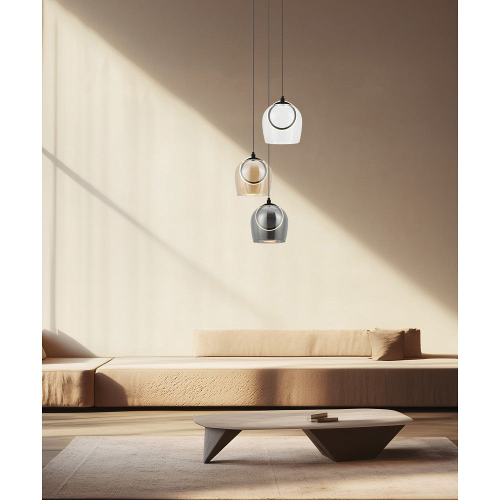 Suspension ZAMBELIS D380 18W DESIGN Noir Fume et Champagne 23081