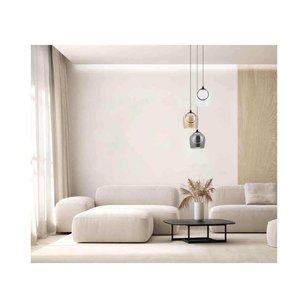 Suspension ZAMBELIS D380 18W DESIGN Noir Fume et Champagne 23081