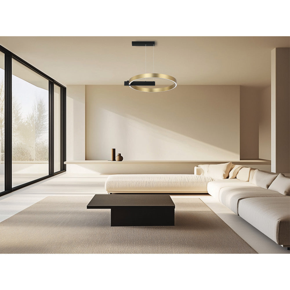 Suspension ZAMBELIS D600 41W Dimmable DESIGN Noir Sable et Dore Mat 22011