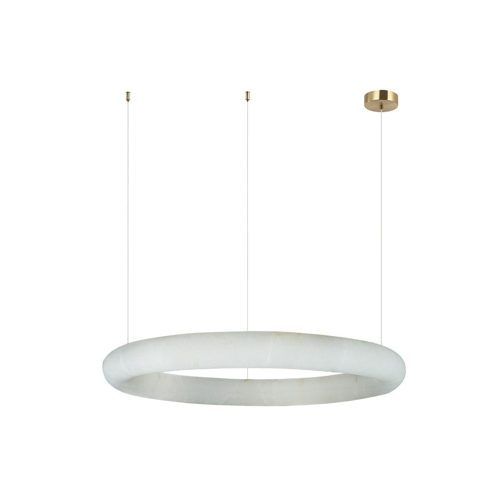 Suspension ZAMBELIS D640 45W Dimmable DESIGN Albatre Blanc et Laiton 2544