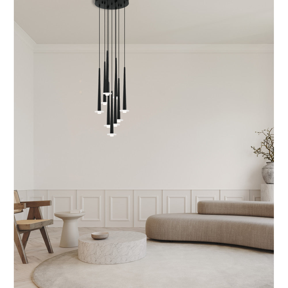 Suspension ZAMBELIS D70 25W DESIGN Noir Sable et Marbre Blanc 22113