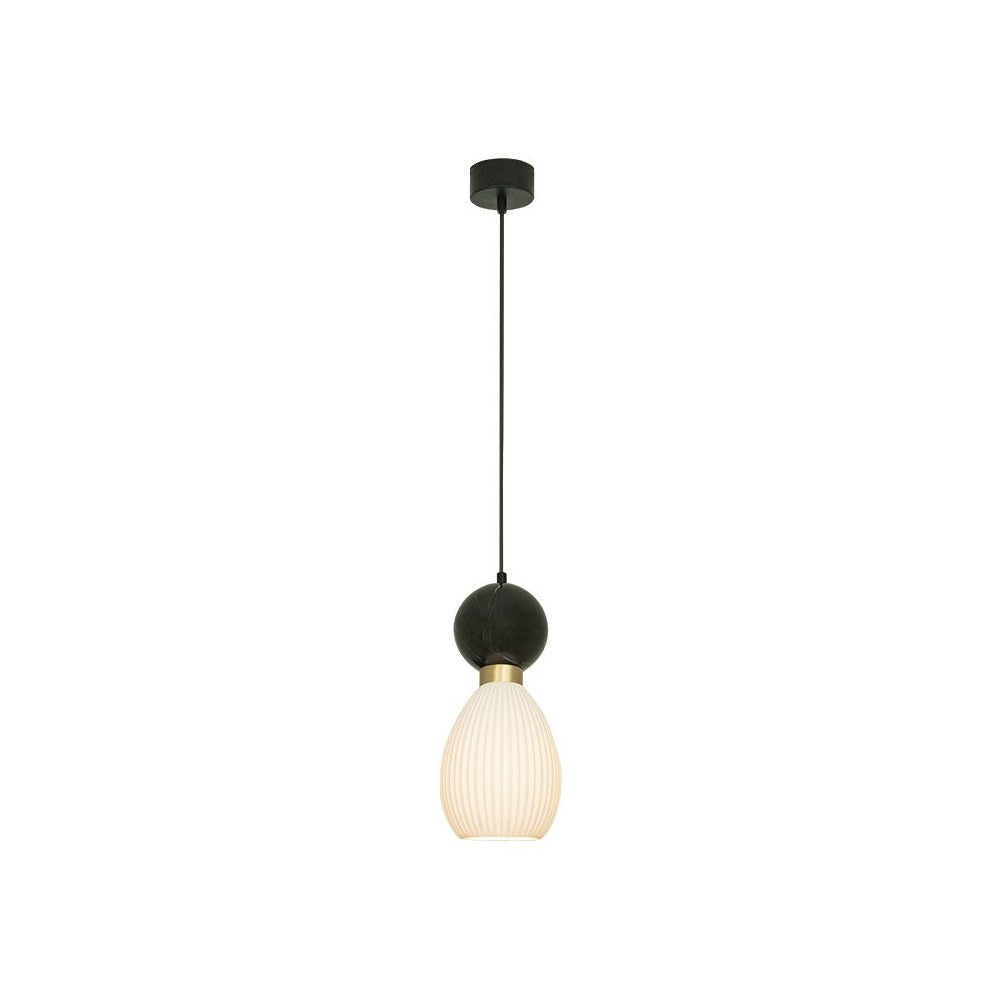 Suspension ZAMBELIS D80 E14 DESIGN Noir Mat et Noir Marbre Sans Source