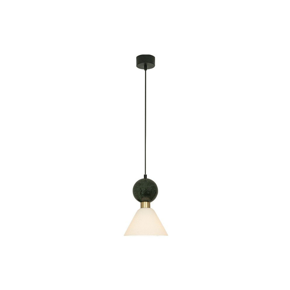 Suspension ZAMBELIS D80 E14 DESIGN Noir Sable et Vert Marbre Sans Source