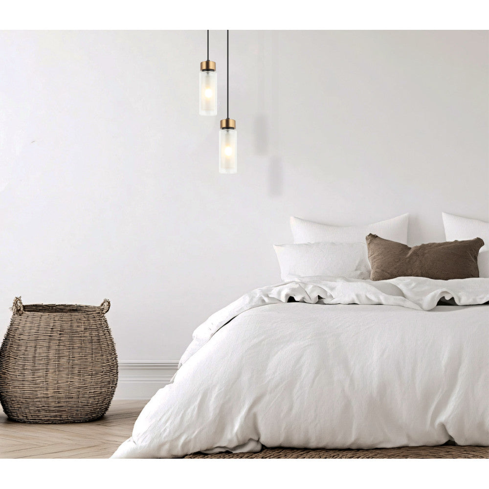 Suspension ZAMBELIS D80 E14 DESIGN Noir Sable et Laiton Sans Source 22137