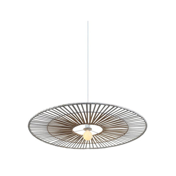 Suspension ZAMBELIS D800 E27 DESIGN Blanc et Bambou Sans Source 19106