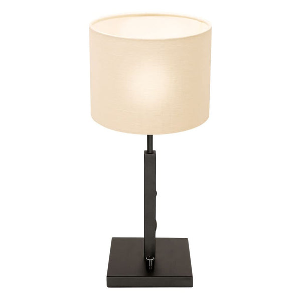 Elegant Black Lamp with White Linen