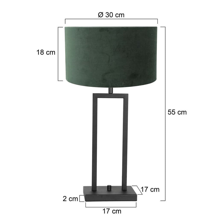 Schéma coté avec hauteur 55 cm et diamètre abat-jour 30 cm